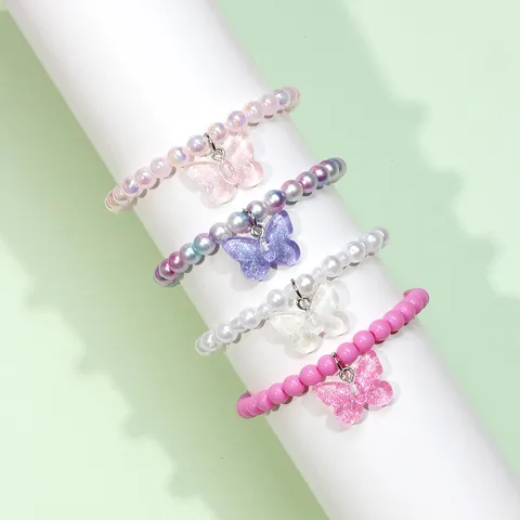 Simple Style Butterfly Plastic Beaded Kid's Bracelets