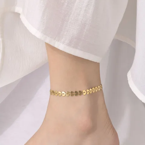 Wholesale Jewelry Simple Style Geometric 201 Stainless Steel 18K Gold Plated Plating Anklet