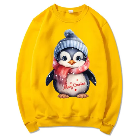 Unisex Hoodies Long Sleeve Printing Christmas Penguin Gingerbread