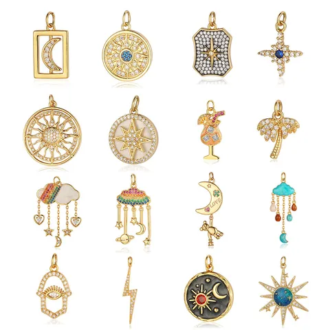 Shiny Clouds Tassel Copper Plating Inlay Zircon 18k Gold Plated Charms Jewelry Accessories