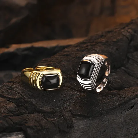 Simple Style Commute Square Sterling Silver Plating Inlay Agate 24k Gold Plated White Gold Plated Women's Rings