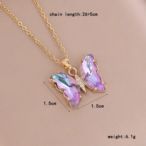 Simple Style Butterfly Alloy Inlay Zircon Women's Pendant Necklace