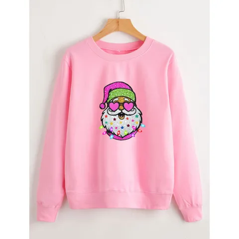 Unisex Hoodies Long Sleeve Streetwear Santa Claus Heart Shape