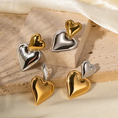 1 Pair IG Style Basic Streetwear Heart Shape Plating 304 Stainless Steel Stainless Steel Earrings