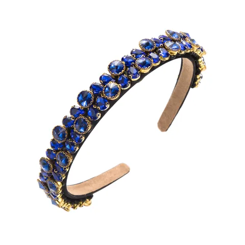 Women's Retro Baroque Style Geometric Alloy Cloth Inlay Rhinestones Hair Band