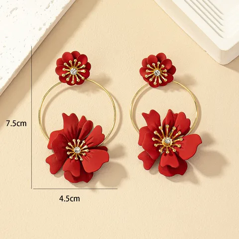 1 Pair Fairy Style Retro Korean Style Flower Plating Alloy Drop Earrings