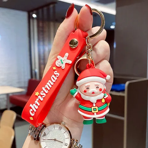 Cartoon Style Christmas Tree Santa Claus Snowman Soft Glue Metal Unisex Bag Pendant Keychain 1 Piece