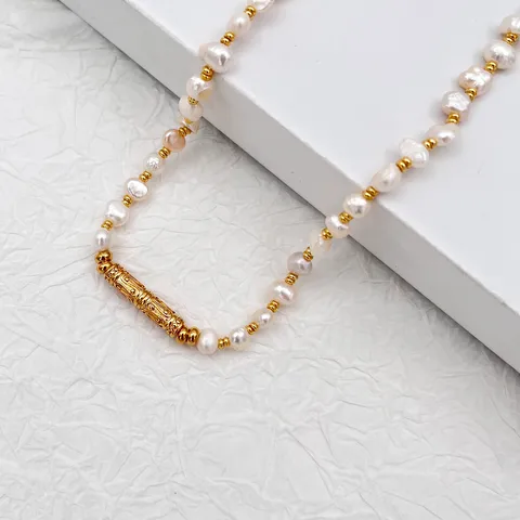 304 Stainless Steel Freshwater Pearl 14K Gold Plated Elegant Simple Style Beaded Plating Round Necklace