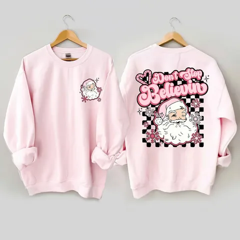 Women's Hoodies Long Sleeve Printing Christmas Santa Claus Letter