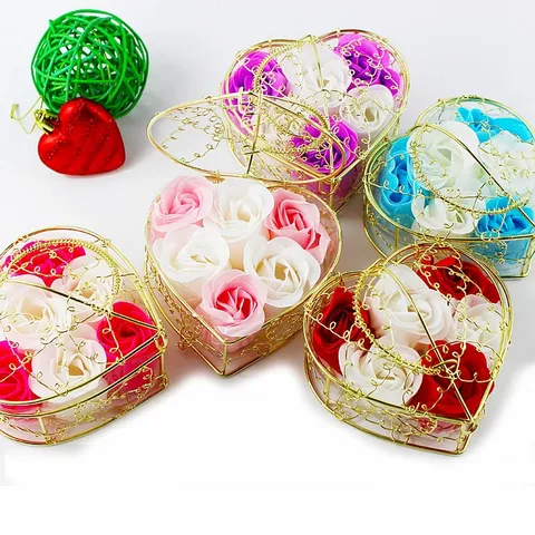 Romantic Sweet Heart Shape Rose Soap Flower Party Date Festival Bouquet