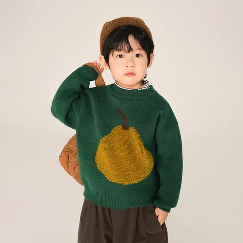 Cute Pastoral Pear Polyester Hoodies & Knitwears