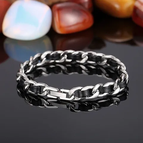 Casual Hip-hop Simple Style Geometric Stainless Steel Men's Bracelets