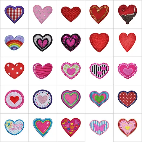 Cute Retro Red Heart Polyester Cloth Sticker