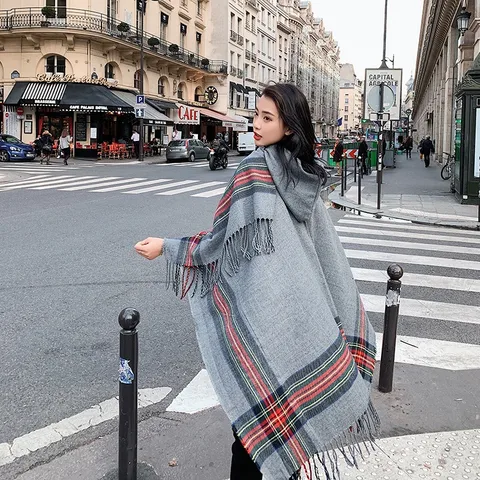 Women's Streetwear Stripe Imitation Cashmere Tassel Shawl