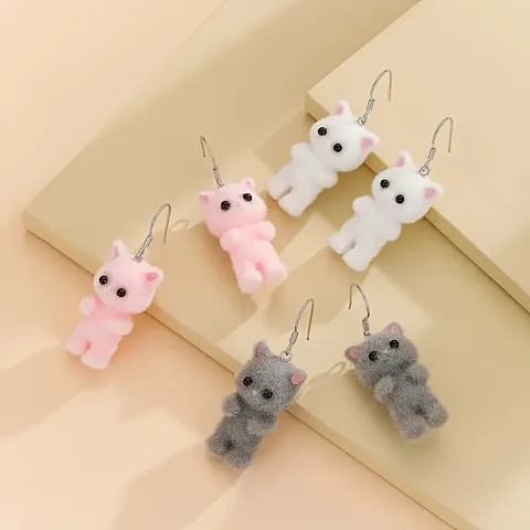 1 Pair Cute Cat Resin Drop Earrings