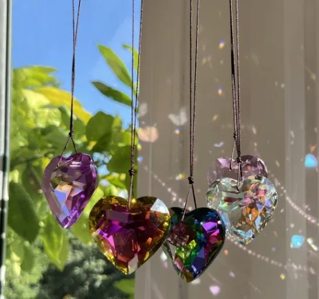 Pastoral Heart Shape Artificial Crystal Suncatcher Wind Chime Artificial Decorations