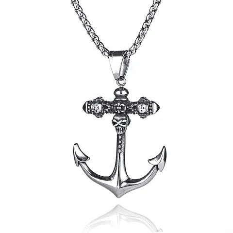 Hip-hop Simple Style Animal Anchor Skull Alloy Titanium Steel Plating Unisex Pendant Necklace