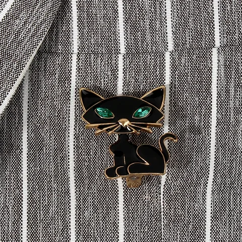 Fashion Cat Alloy Enamel Inlay Rhinestones Women's Brooches