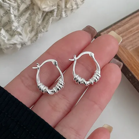 1 Pair Fashion Circle Sterling Silver Hoop Earrings