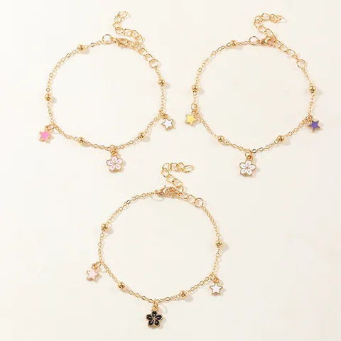 Cute Star Heart Shape Flower Metal Girl's Bracelets