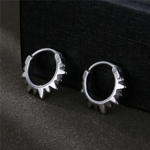 1 Piece Punk Geometric Titanium Steel Plating Men's Hoop Earrings