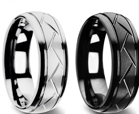 Simple Style Lines Stainless Steel Unisex Rings