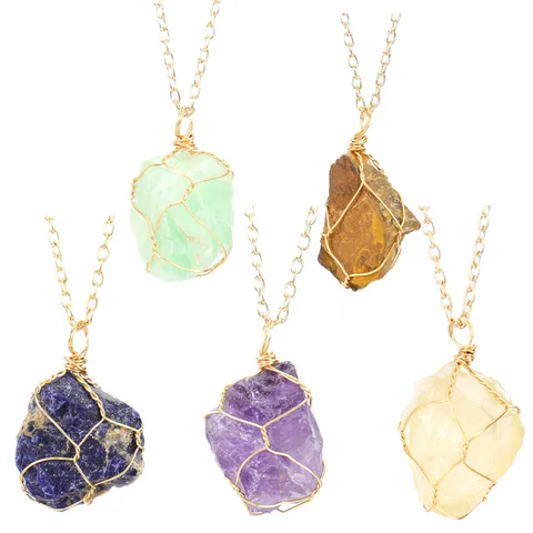 Simple Style Geometric Alloy Natural Stone Knitting Pendant Necklace