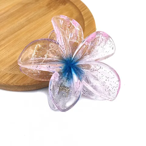 Sweet Flower Transparent Plastic Resin Hair Claws