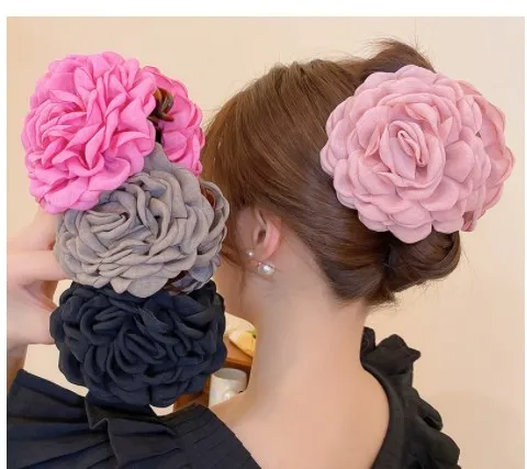 Women's French Style Flower Cloth Hair Claws