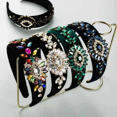 Elegant Luxurious Flower Cloth Inlay Rhinestones Hair Band