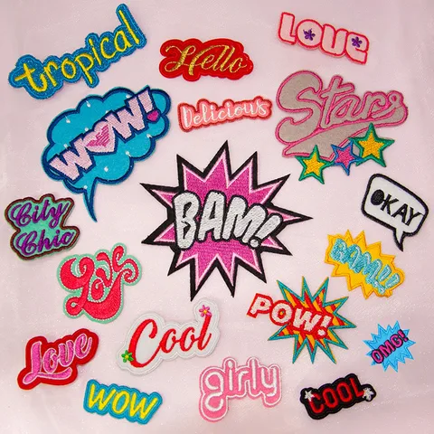 Fashion Cartoon Letters Embroidered Cloth Stickers Embroidery Diy Patch