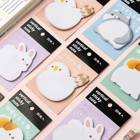 Animal Butt Pp Series Cute Shape Sticky Notes Note Sticker Message Sticker Student Journal Stationery Sticky