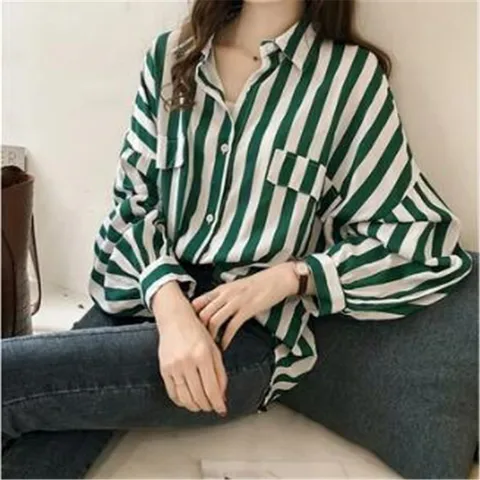 Women's Blouse Long Sleeve Blouses Casual Stripe