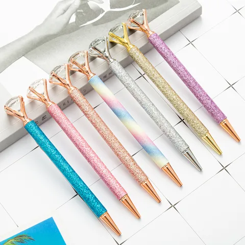 Manufacturers Supply Large Diamond Pen Gold Powder Foreskin Metal Pen Fashion Student Gift Advertising Ballpoint Pen Printing Logo