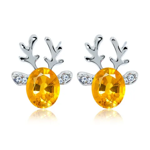 1 Pair Fashion Deer Enamel Alloy Rhinestones Ear Studs