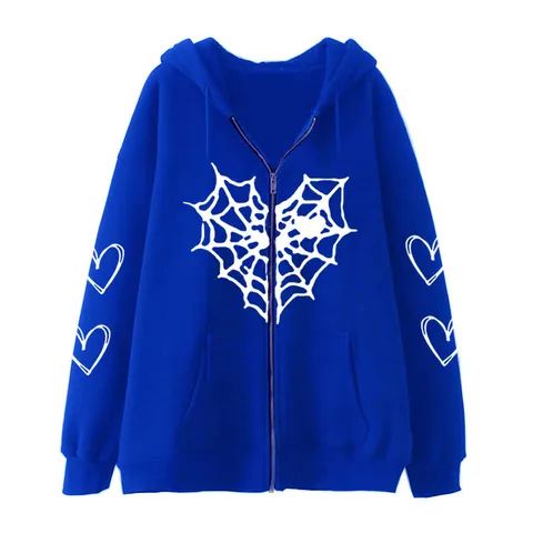 Women's Hoodie Long Sleeve Hoodies & Sweatshirts Printing Casual Heart Shape Spider Web