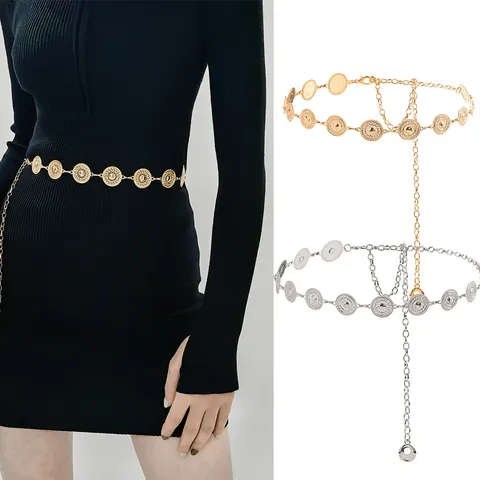 Basic Round Metal Women's Chain Belts