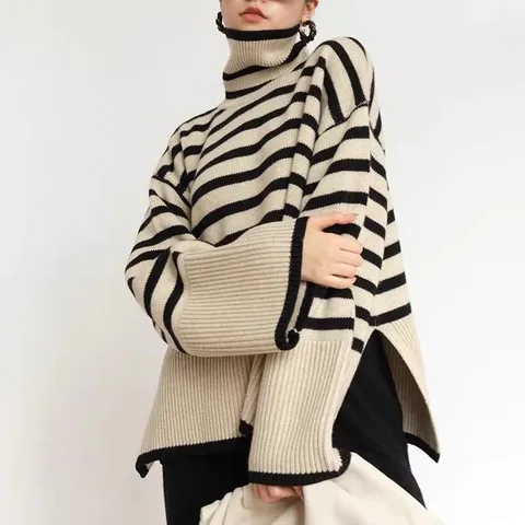 Women's Sweater Long Sleeve Sweaters & Cardigans Casual Stripe