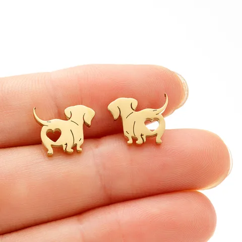 1 Pair Simple Style Dog Plating 304 Stainless Steel 18K Gold Plated Ear Studs