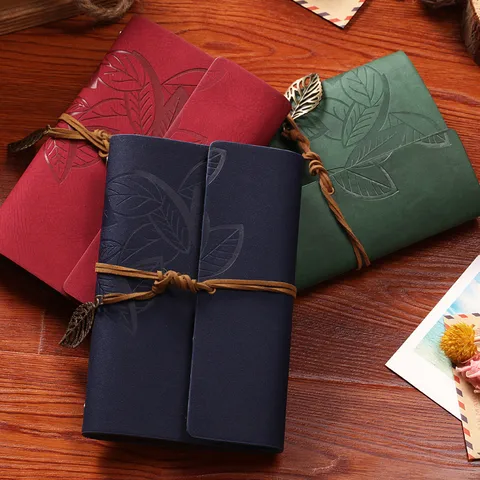 1 Piece Plant Learning School Pu Leather Paper Retro Notebook