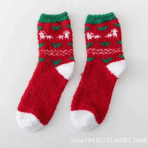 Women's Christmas Cartoon Polyester Jacquard Crew Socks A Pair