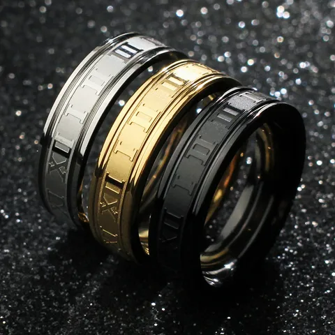 Casual Hip-hop Roman Numeral Titanium Steel Plating Unisex Rings