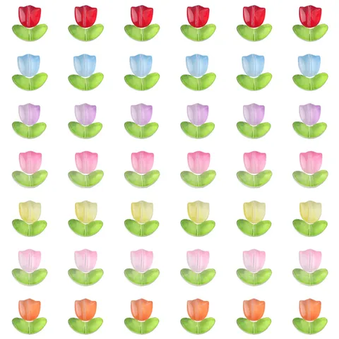 10 Sets/Pack 7 * 14mm 9 * 9mm Hole Under 1mm Glass Flower Beads