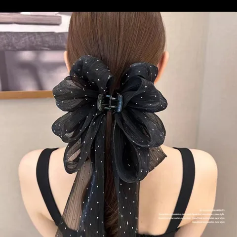 Women's Sweet Bow Knot Cloth Gauze Tassel Hair Clip Hair Claws