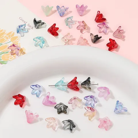 20 PCS/Package 10 * 13mm Hole 1~1.9mm Glass Flower Beads