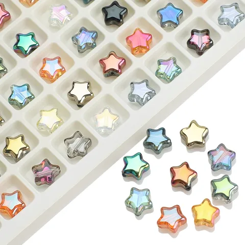 100 PCS/Package Diameter 8mm Hole 1~1.9mm Glass Star Beads