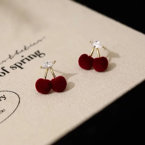 1 Pair Casual Romantic Commute Cherry Alloy Ear Studs