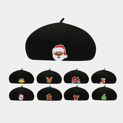 Women's IG Style Cowboy Style Christmas Tree Gingerbread Snowman Eaveless Beret Hat