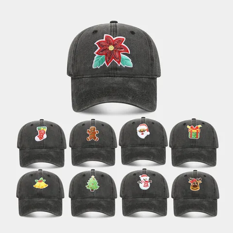 Unisex Nordic Style Cute Christmas Tree Snowman Snowflake Curved Eaves Baseball Cap