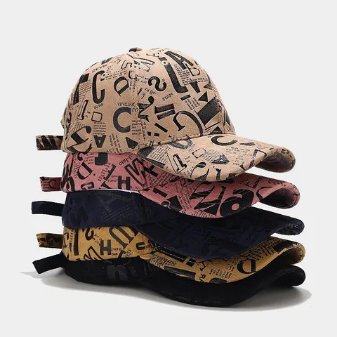 Women's Retro Classic Style Printing Letter Curved Eaves Baseball Cap